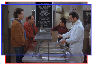 Seinfeld (The Soup Nazi), a later episode of the show. 4 perf 35mm production and loose framing gave plenty of room to recompose in 16:9.