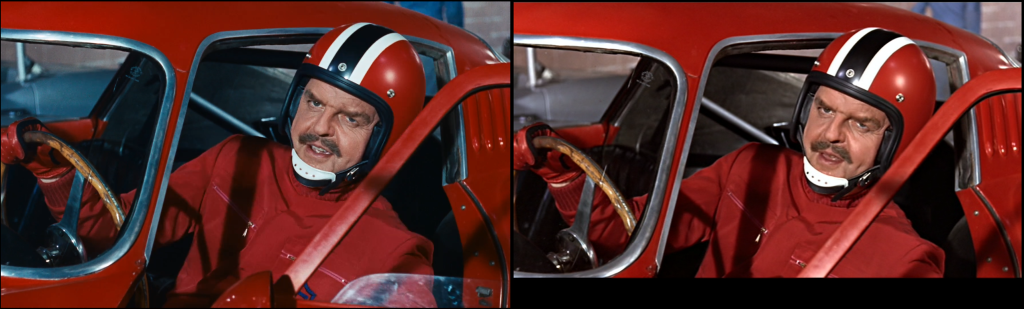 The Love Bug - iTunes vs DVD Look at the gray car in the background - suddenly blue...