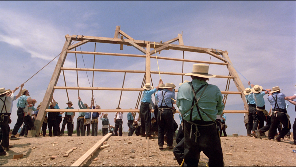 Witness - Barn raising scene - a screenshot from the Blu-ray.