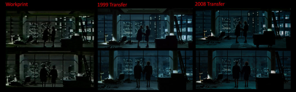 Framing differences in the final sequence. Fight Club.